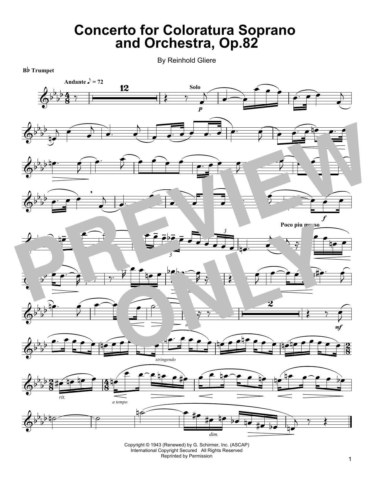 Arturo Sandoval Concerto For Coloratura Soprano And Orchestra, Op. 82 sheet music notes and chords arranged for Trumpet Transcription
