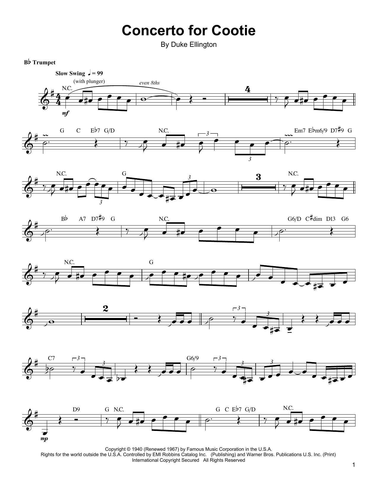 Arturo Sandoval Concerto For Cootie sheet music notes and chords arranged for Trumpet Transcription