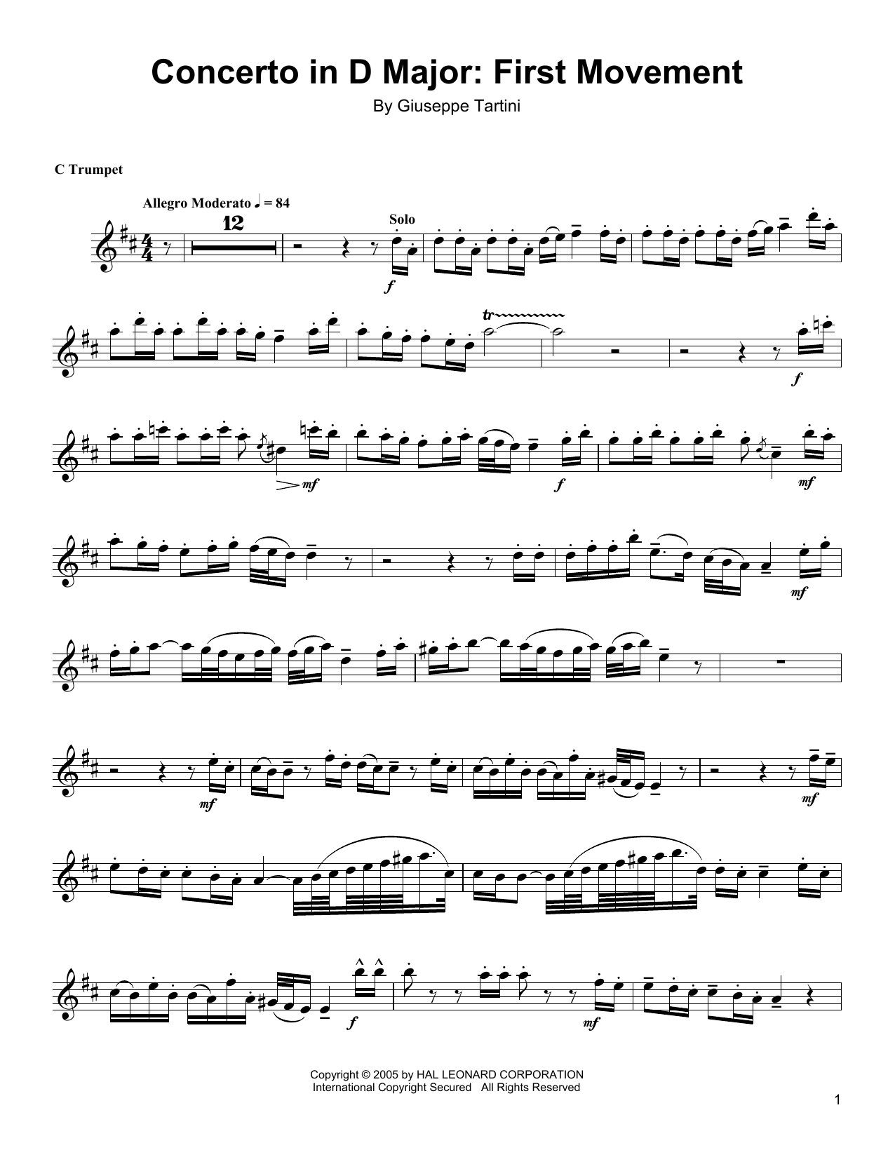 Arturo Sandoval Concerto In D Major: First Movement sheet music notes and chords arranged for Trumpet Transcription