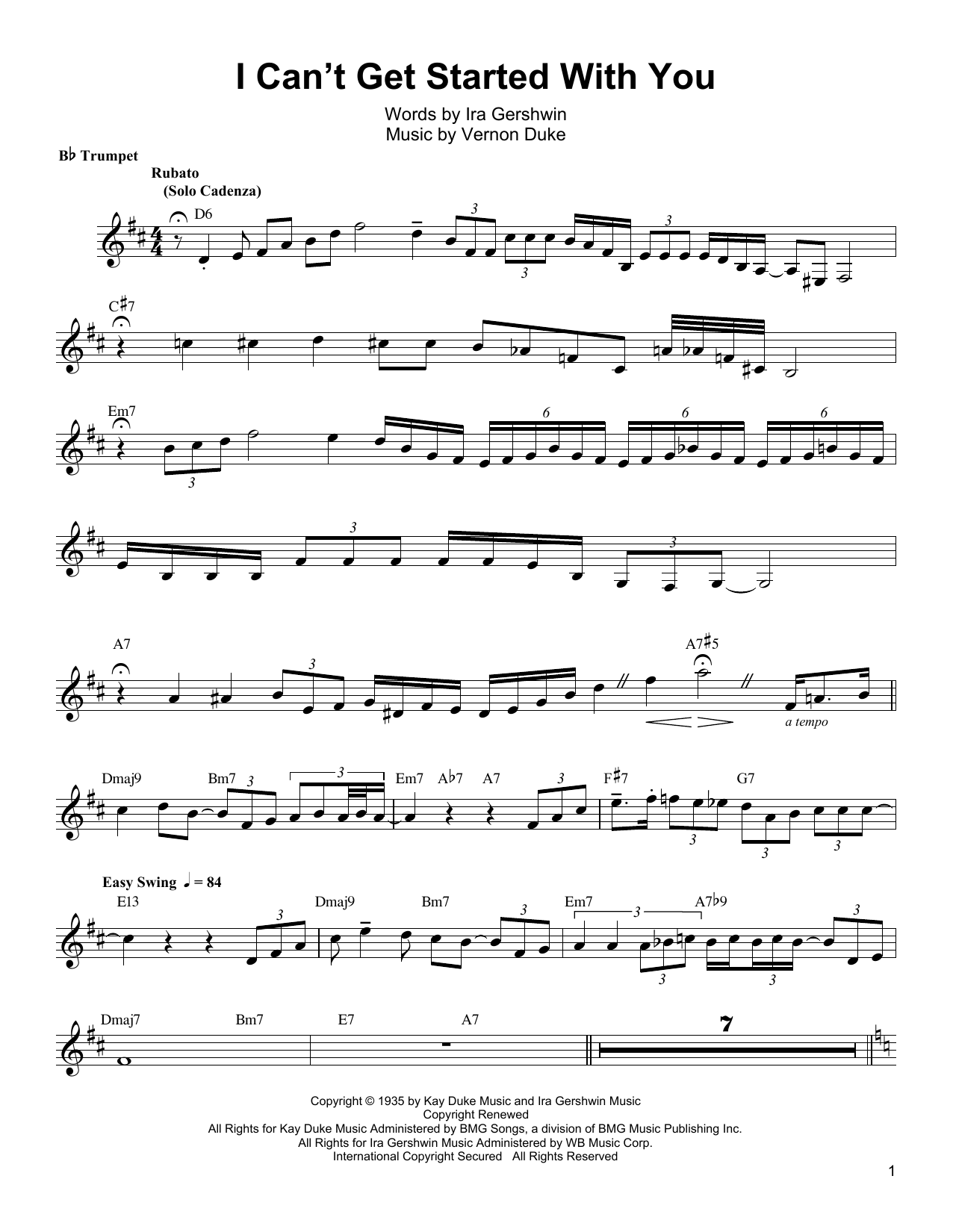Arturo Sandoval I Can't Get Started sheet music notes and chords arranged for Trumpet Transcription