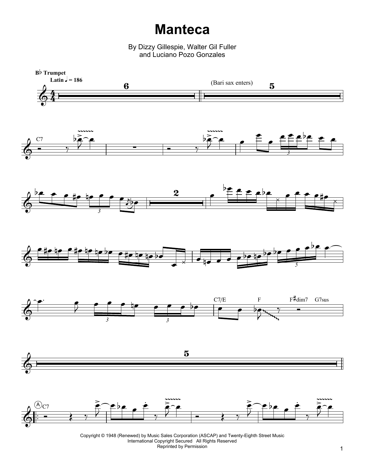 Arturo Sandoval Manteca sheet music notes and chords arranged for Trumpet Transcription