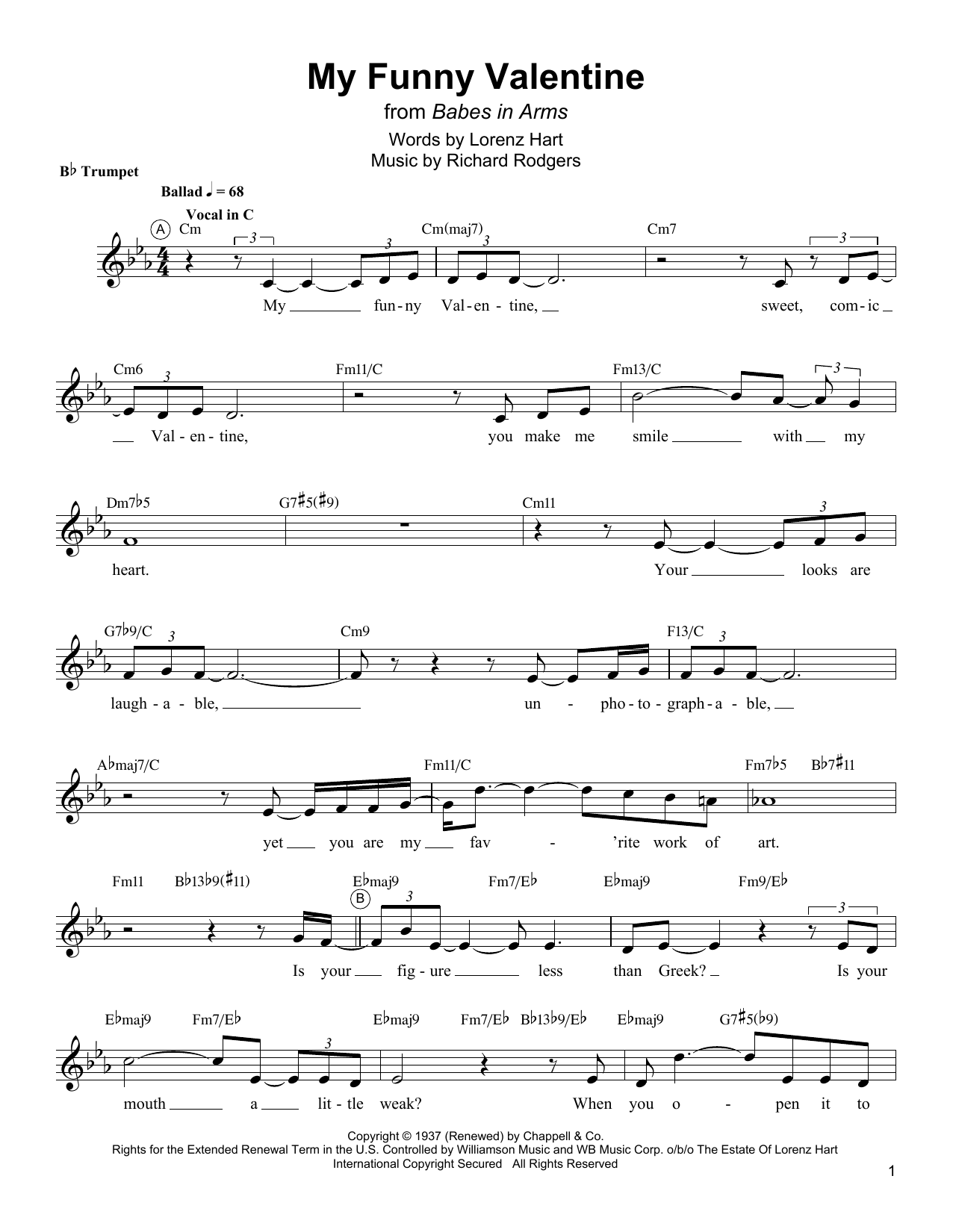 Arturo Sandoval My Funny Valentine sheet music notes and chords arranged for Trumpet Transcription