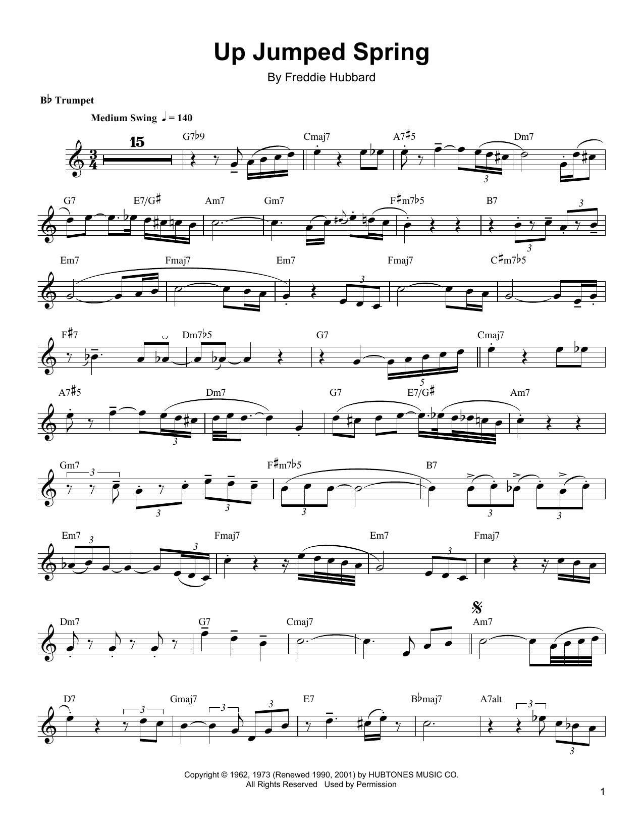 Arturo Sandoval Up Jumped Spring sheet music notes and chords arranged for Trumpet Transcription