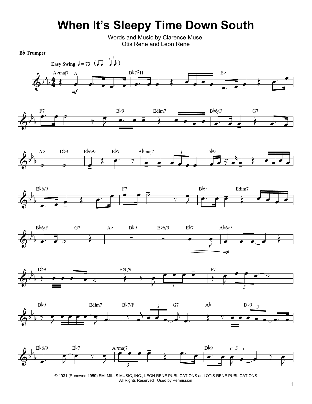 Arturo Sandoval When It's Sleepy Time Down South sheet music notes and chords arranged for Trumpet Transcription