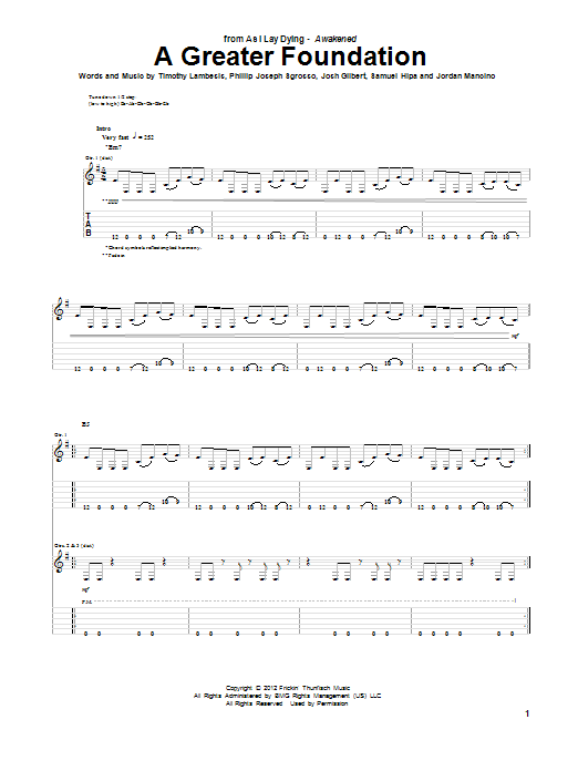 As I Lay Dying A Greater Foundation sheet music notes and chords arranged for Guitar Tab