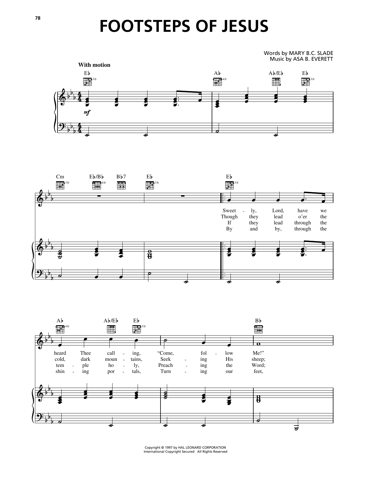 Asa B. Everett Footsteps Of Jesus sheet music notes and chords arranged for Piano, Vocal & Guitar Chords (Right-Hand Melody)