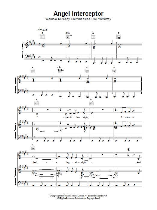 Ash Angel Interceptor sheet music notes and chords arranged for Piano, Vocal & Guitar Chords