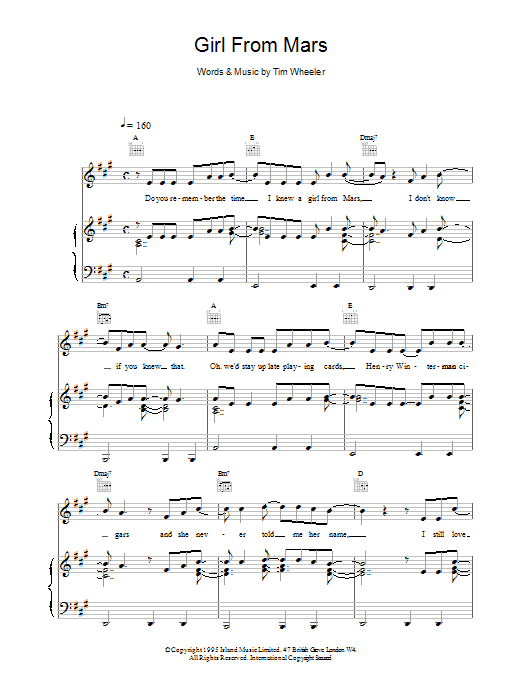 Ash Girl From Mars sheet music notes and chords arranged for Piano Chords/Lyrics
