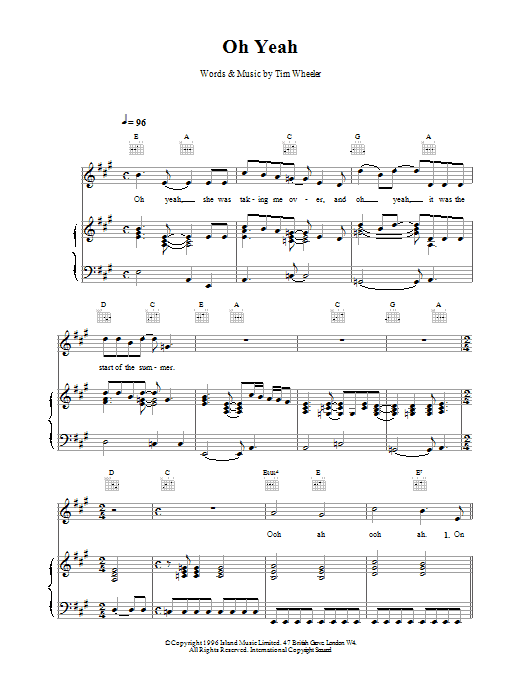 Ash Oh Yeah sheet music notes and chords arranged for Guitar Tab