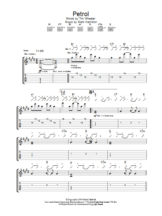 Ash Petrol sheet music notes and chords arranged for Guitar Tab