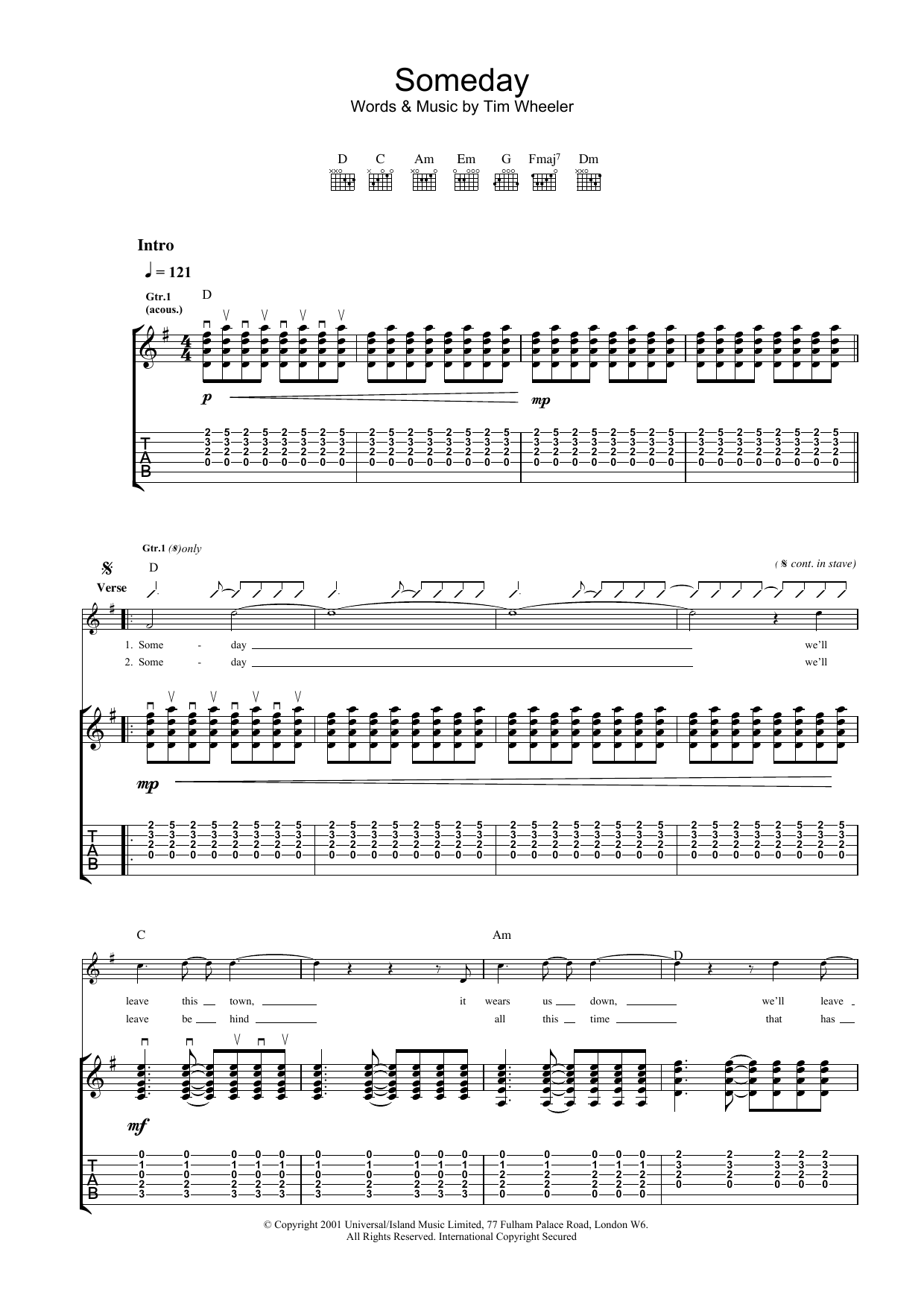 Ash Someday sheet music notes and chords arranged for Guitar Tab
