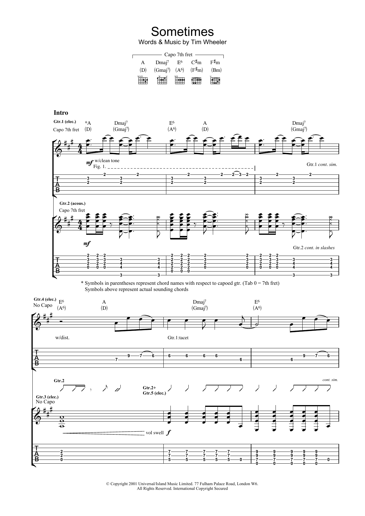 Ash Sometimes sheet music notes and chords arranged for Guitar Chords/Lyrics