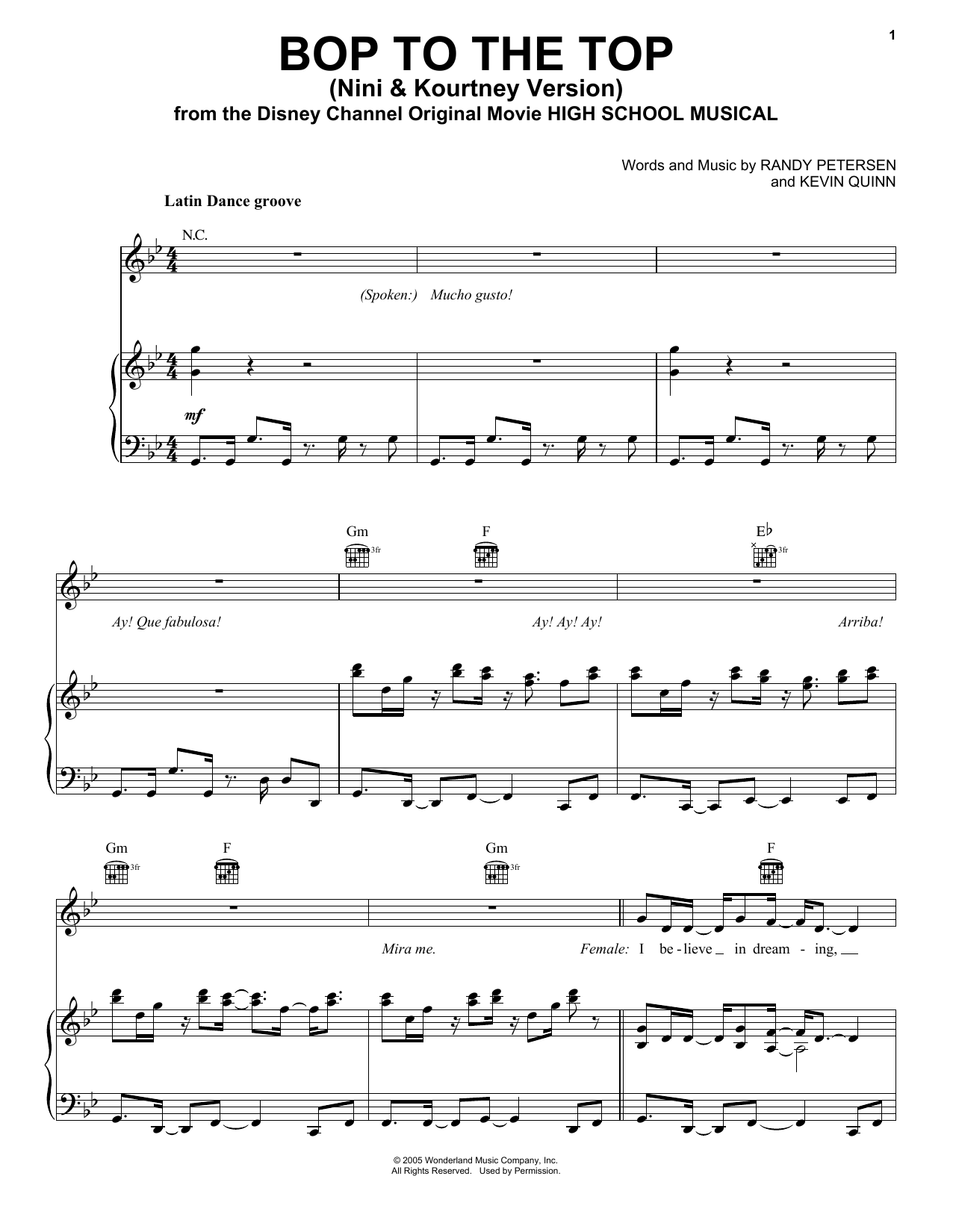 Ashley Tisdale and Lucas Grabeel Bop To The Top (from High School Musical) sheet music notes and chords arranged for Piano Duet