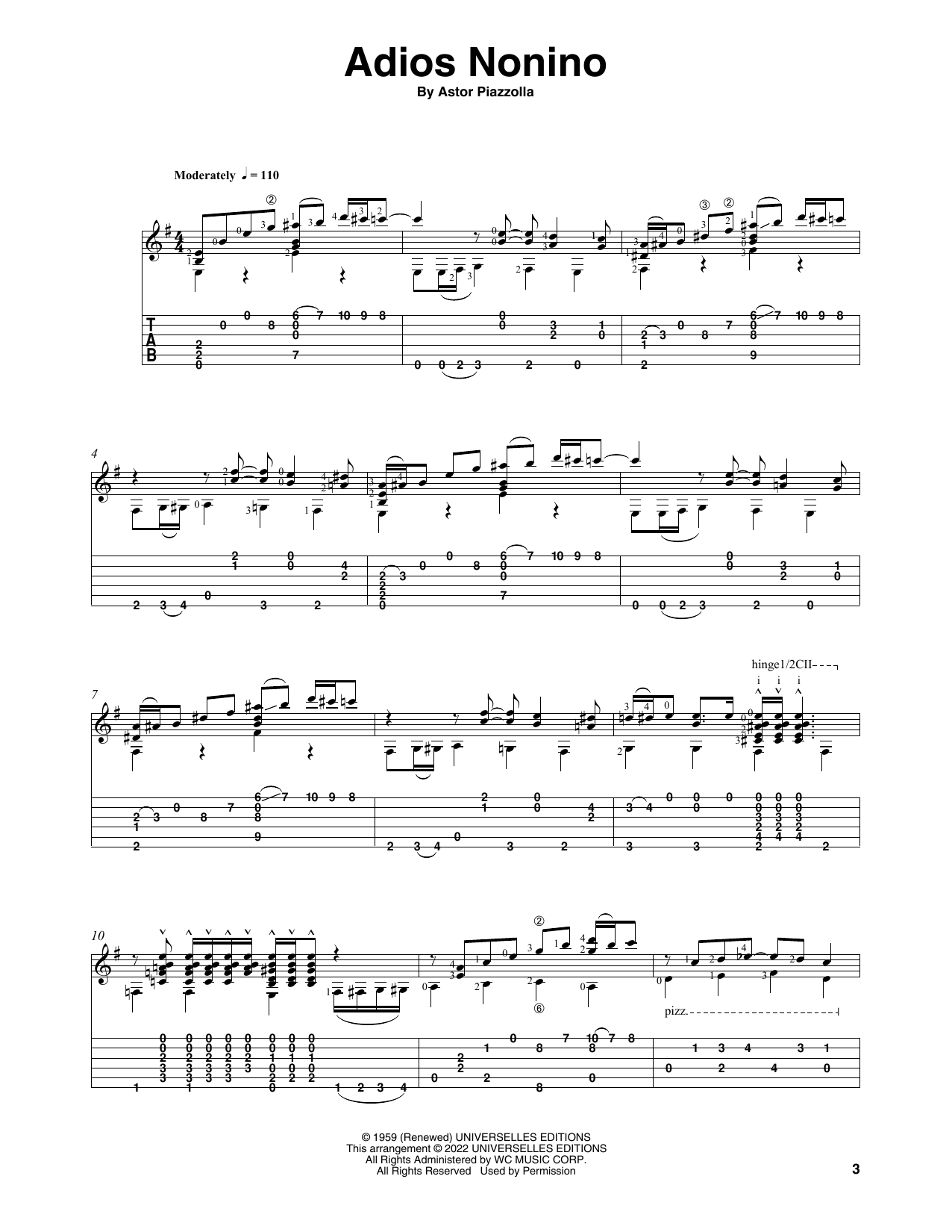 Astor Piazzolla Adios Nonino (arr. Celil Refik Kaya) sheet music notes and chords arranged for Solo Guitar