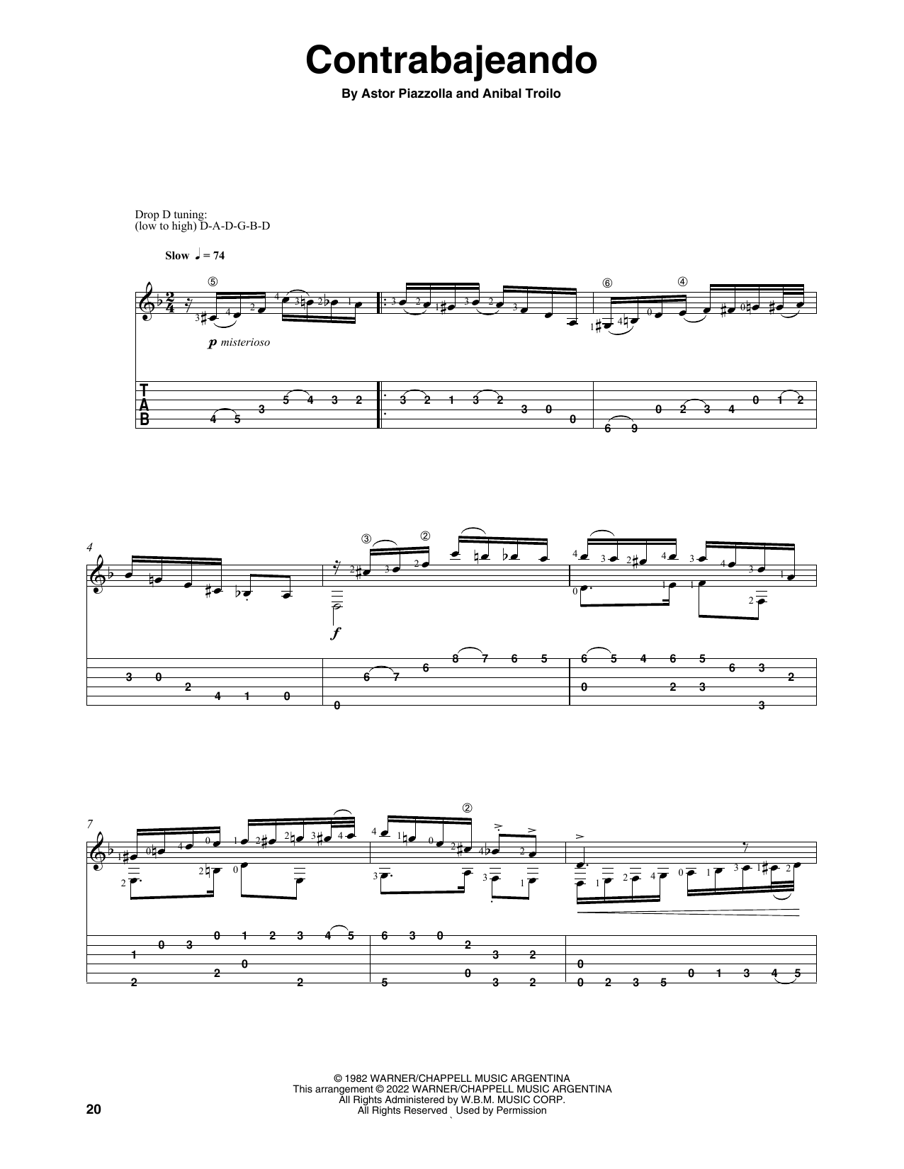 Astor Piazzolla Contrabajeando (arr. Celil Refik Kaya) sheet music notes and chords arranged for Solo Guitar