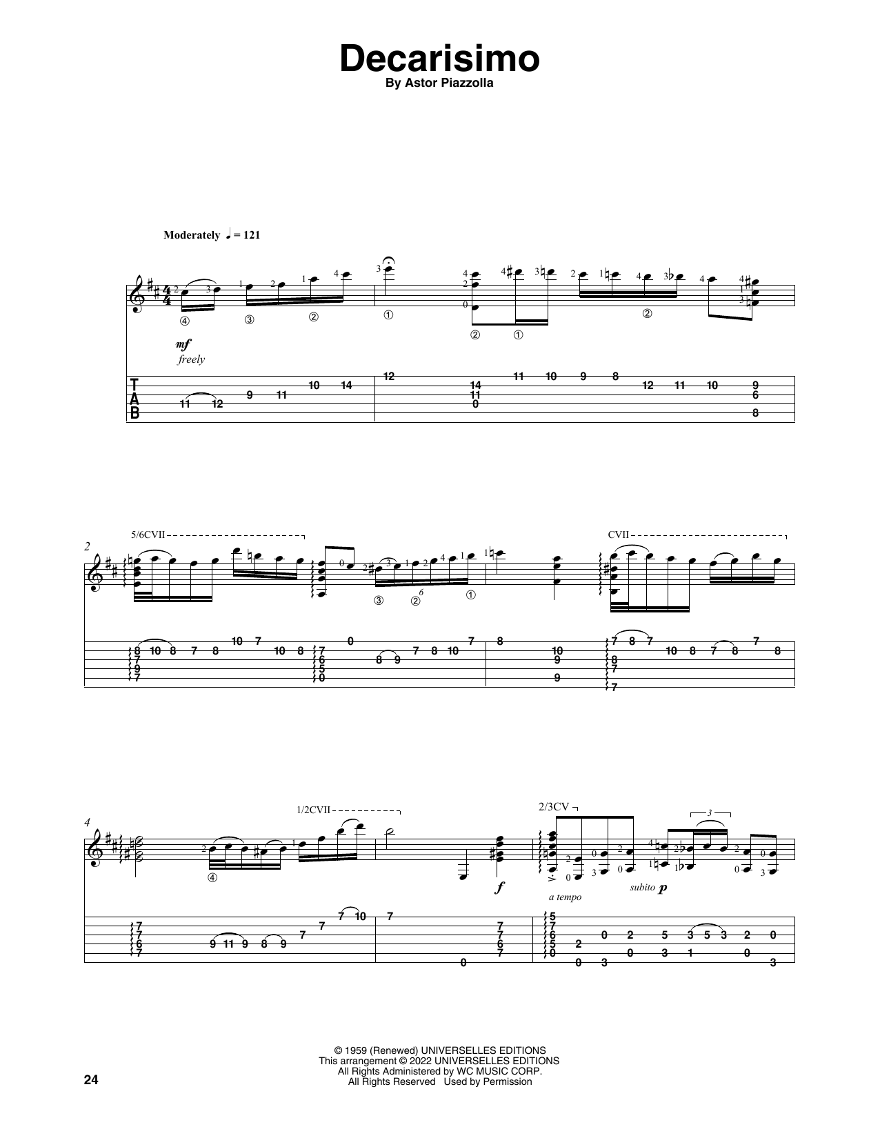 Astor Piazzolla Decarisimo (arr. Celil Refik Kaya) sheet music notes and chords arranged for Solo Guitar