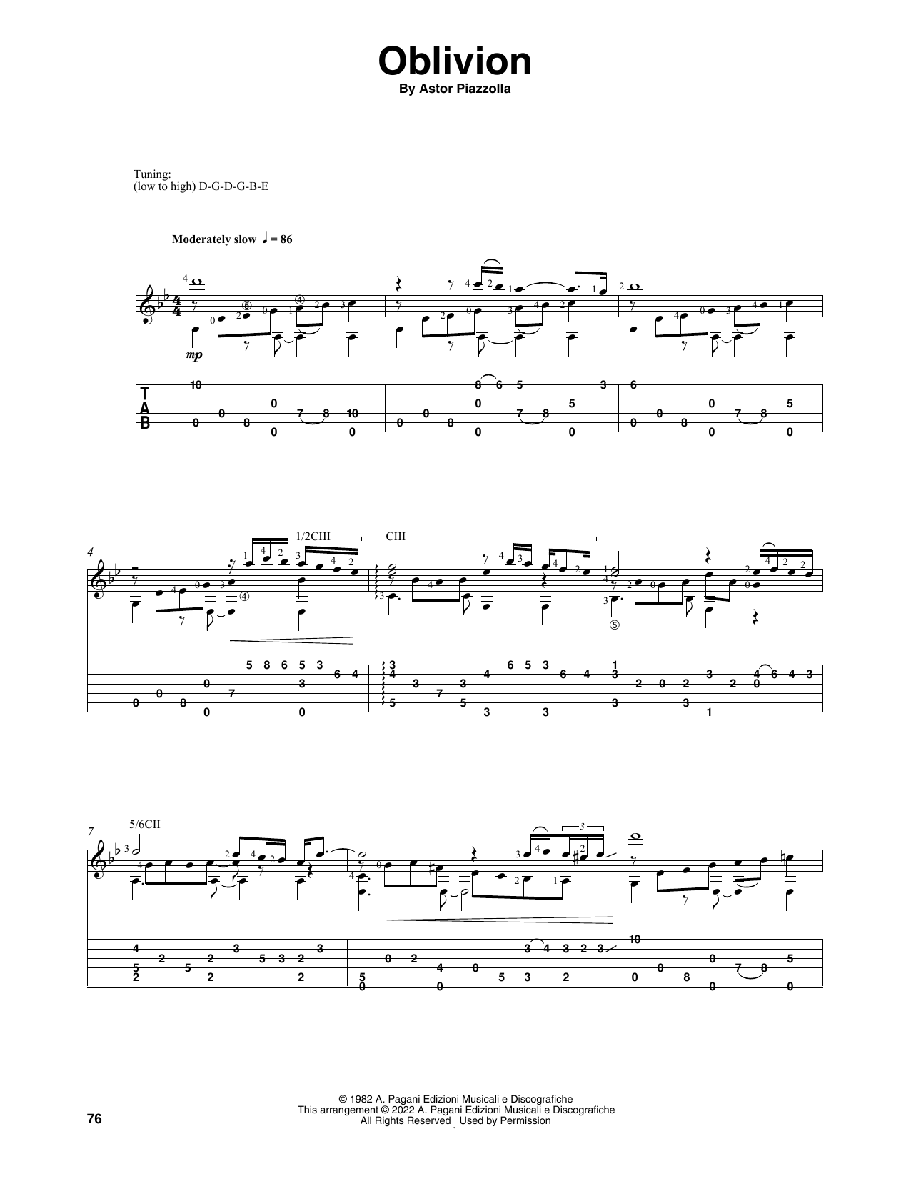 Astor Piazzolla Oblivion (arr. Celil Refik Kaya) sheet music notes and chords arranged for Solo Guitar