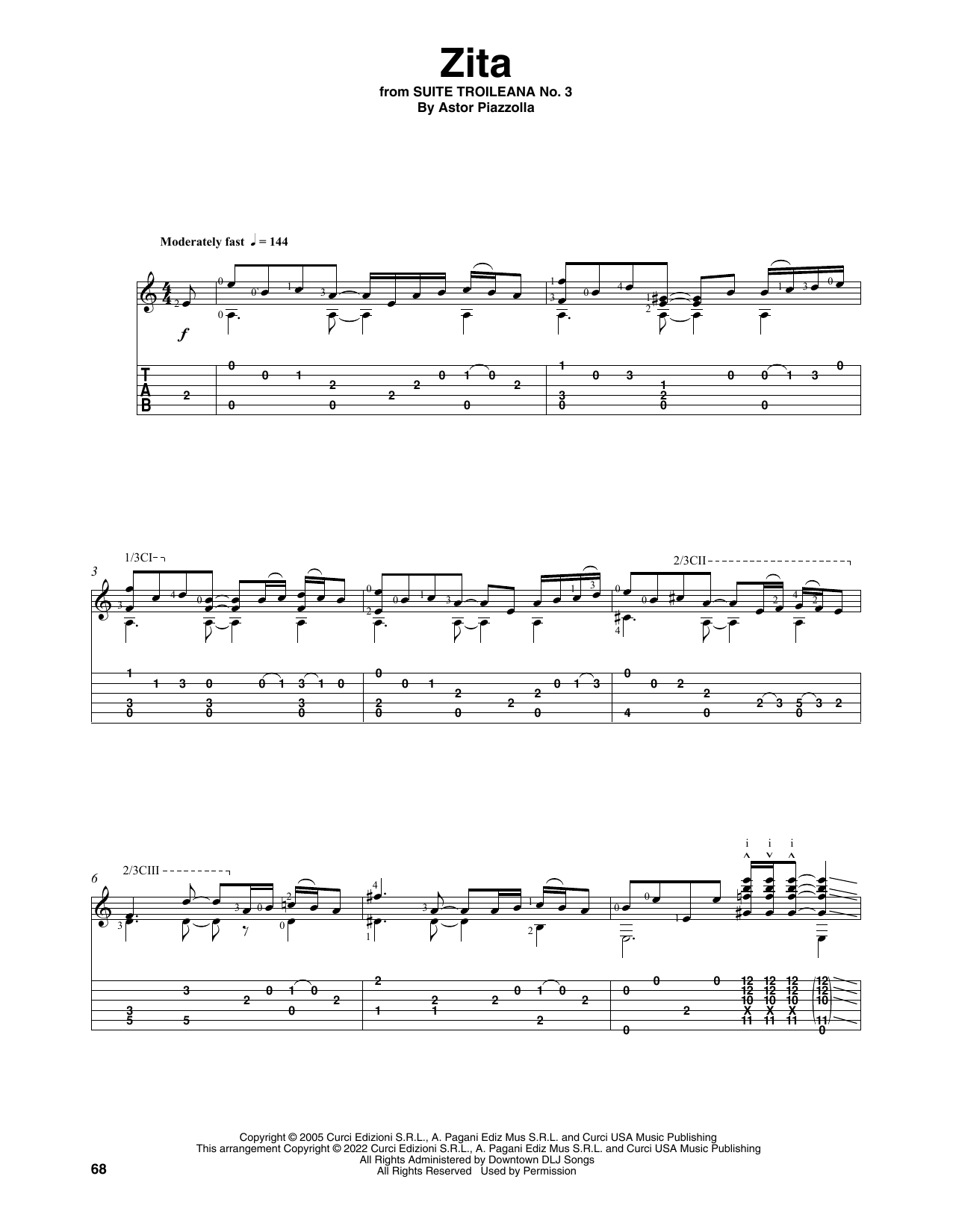 Astor Piazzolla Zita (arr. Celil Refik Kaya) sheet music notes and chords arranged for Solo Guitar
