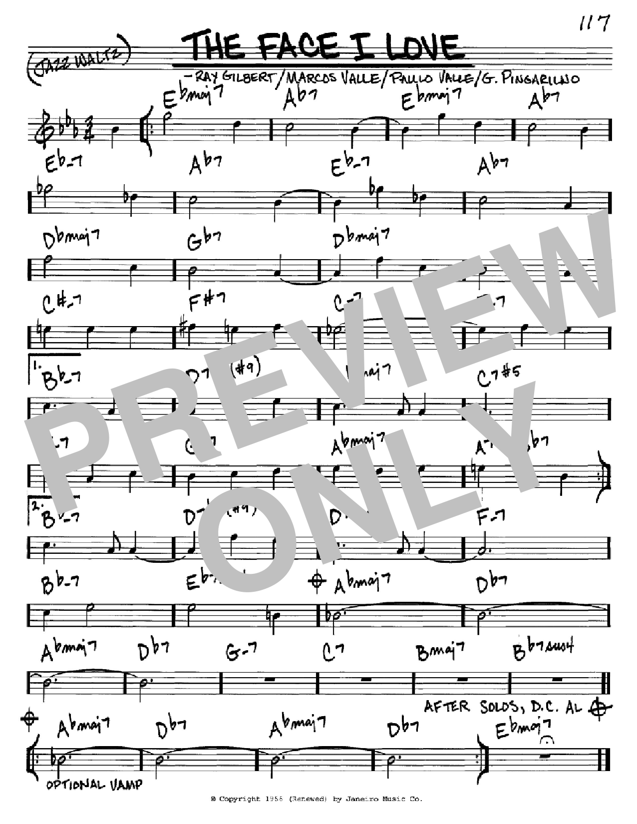 Astrud Gilberto The Face I Love sheet music notes and chords arranged for Real Book – Melody & Chords – C Instruments