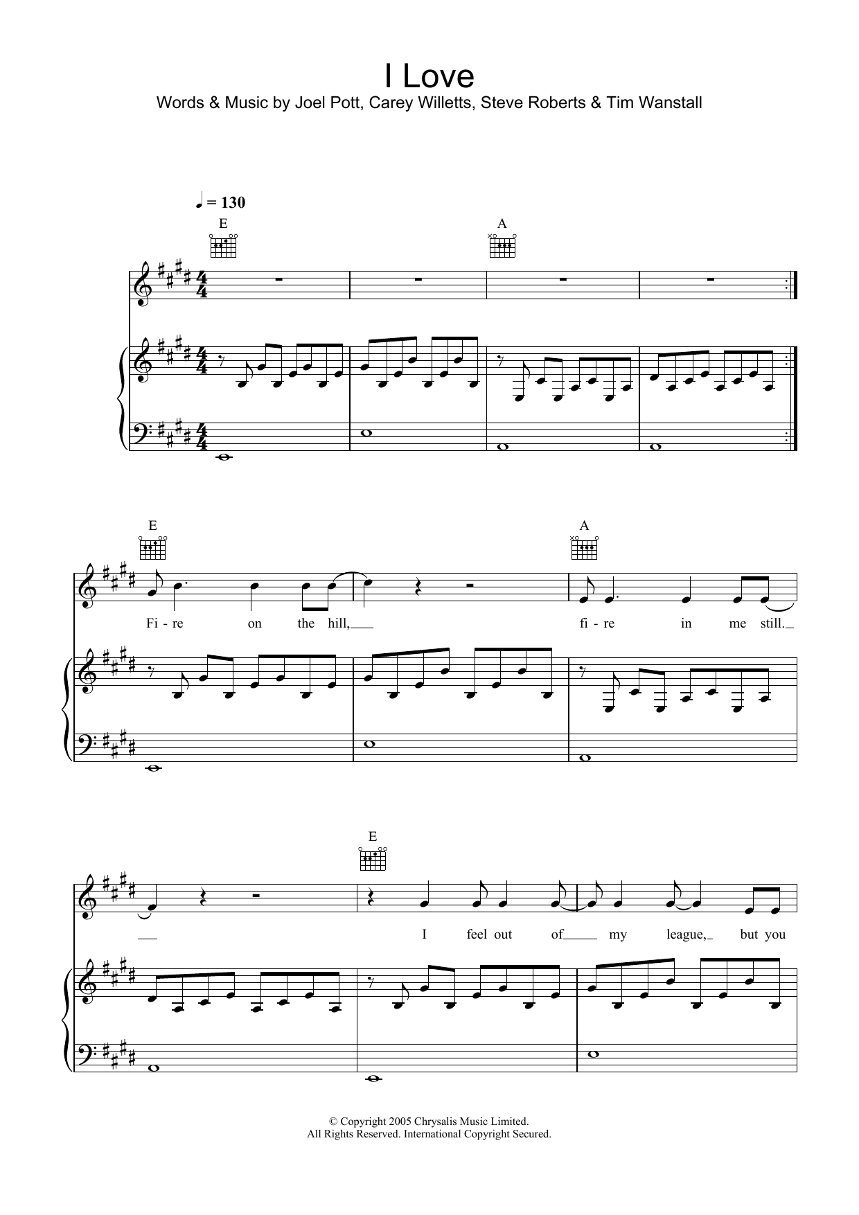 Athlete I Love sheet music notes and chords arranged for Piano, Vocal & Guitar Chords