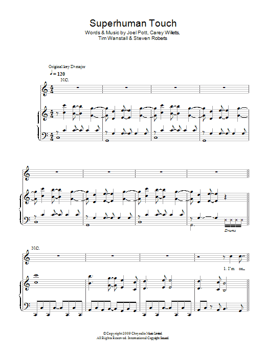 Athlete Superhuman Touch sheet music notes and chords arranged for Piano, Vocal & Guitar Chords