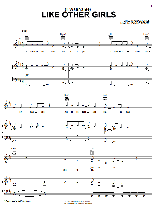 Atomic Kitten (I Wanna Be) Like Other Girls sheet music notes and chords arranged for Piano, Vocal & Guitar Chords (Right-Hand Melody)