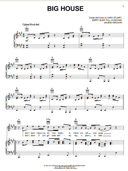 Audio Adrenaline Big House sheet music notes and chords arranged for Piano, Vocal & Guitar Chords (Right-Hand Melody)