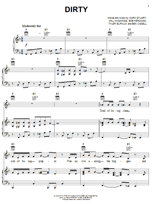 Audio Adrenaline Dirty sheet music notes and chords arranged for Piano, Vocal & Guitar Chords (Right-Hand Melody)