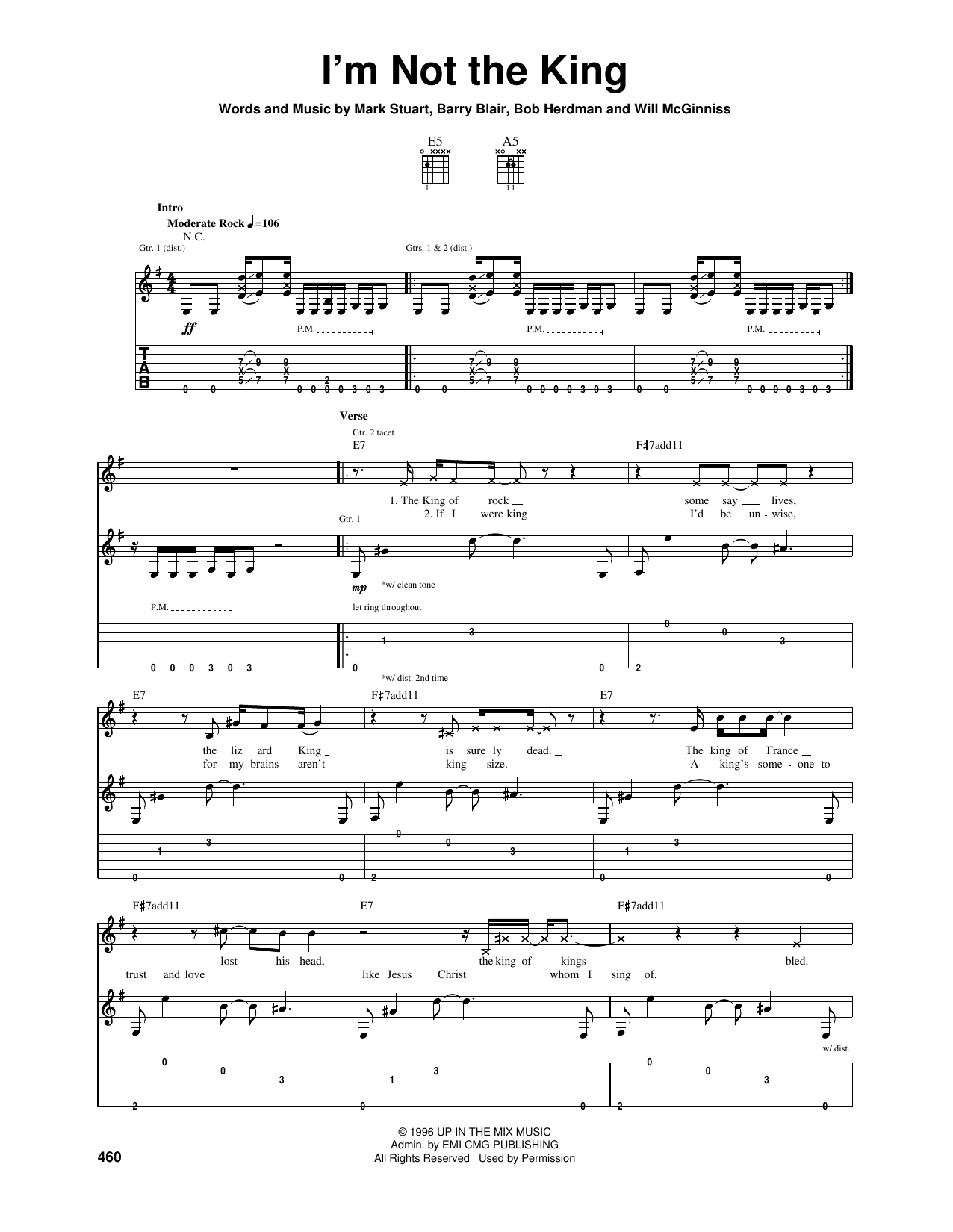 Audio Adrenaline I'm Not The King sheet music notes and chords arranged for Guitar Tab