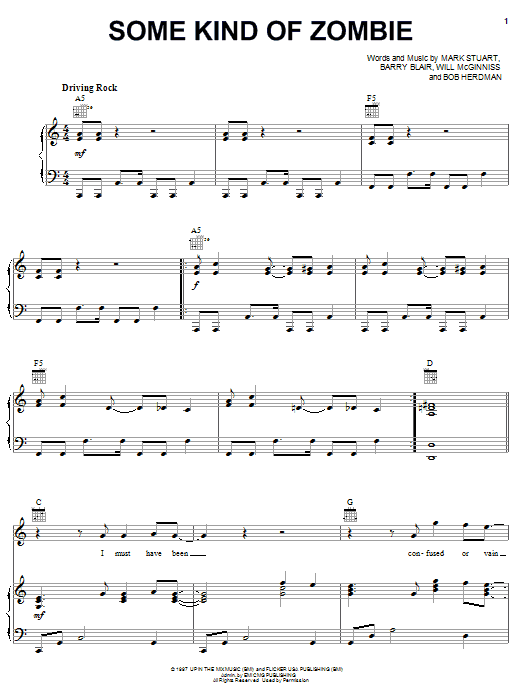 Audio Adrenaline Some Kind Of Zombie sheet music notes and chords arranged for Piano, Vocal & Guitar Chords (Right-Hand Melody)