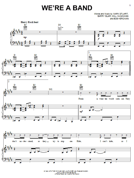 Audio Adrenaline We're A Band sheet music notes and chords arranged for Piano, Vocal & Guitar Chords (Right-Hand Melody)
