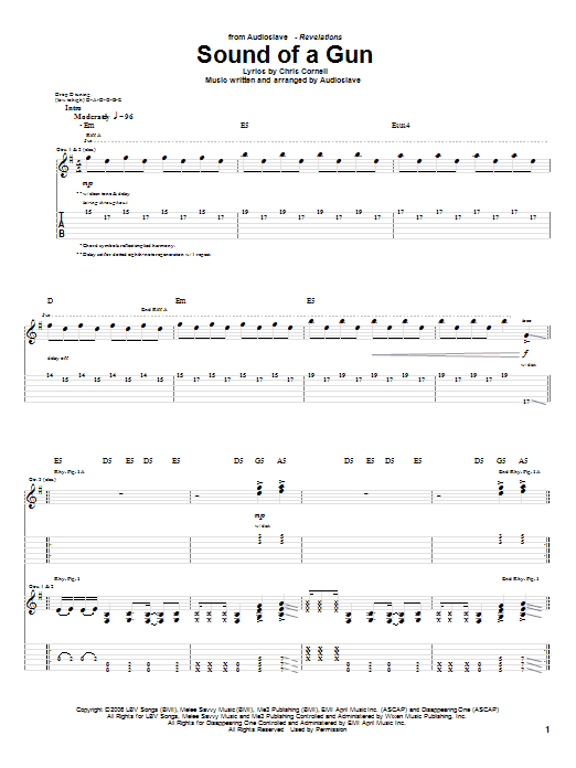 Audioslave Sound Of A Gun sheet music notes and chords arranged for Guitar Tab