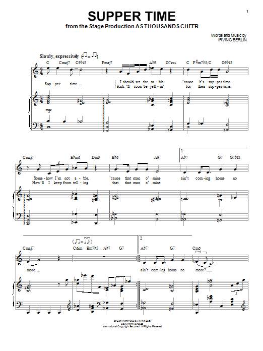 Audra McDonald Supper Time sheet music notes and chords arranged for Piano & Vocal