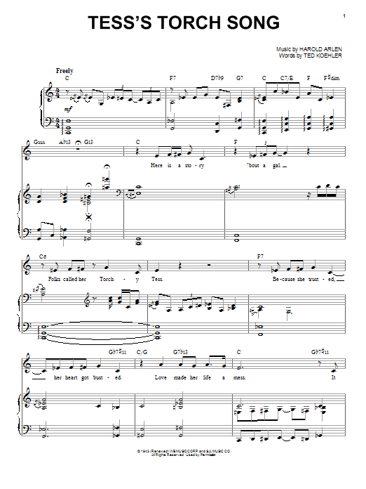 Audra McDonald Tess's Torch Song sheet music notes and chords arranged for Piano & Vocal