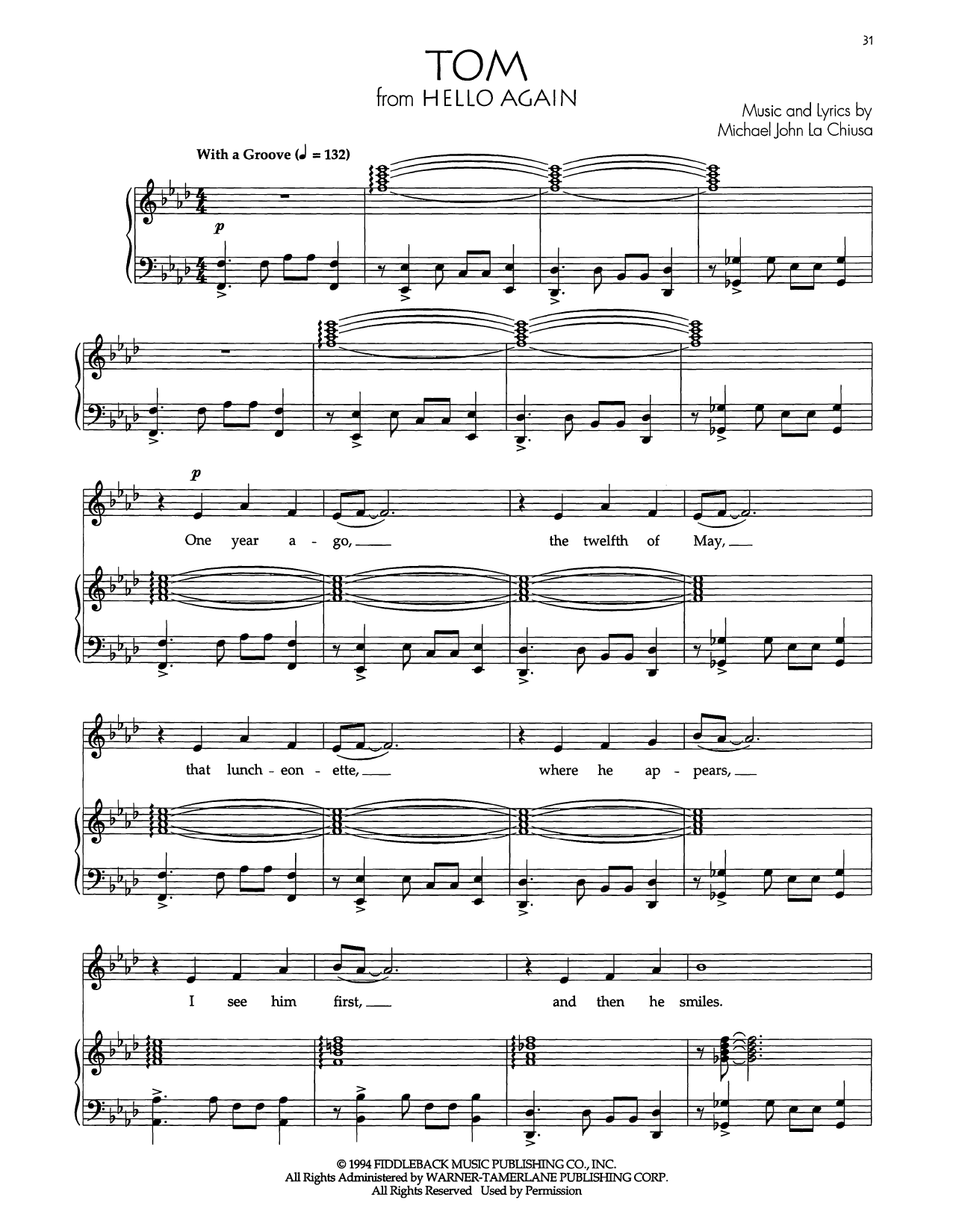 Audra McDonald Tom sheet music notes and chords arranged for Piano & Vocal