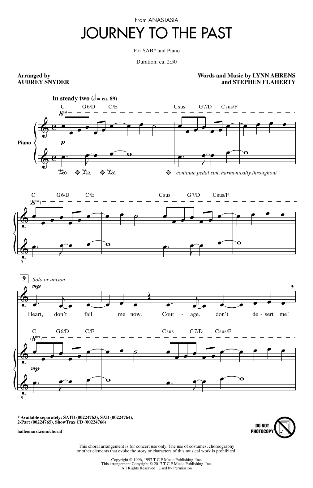 Audrey Snyder Journey To The Past sheet music notes and chords arranged for 2-Part Choir