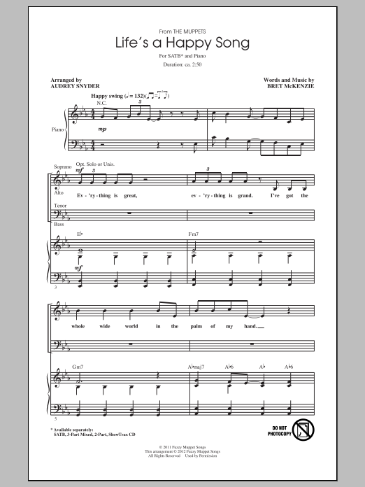 Audrey Snyder Life's A Happy Song sheet music notes and chords arranged for SATB Choir