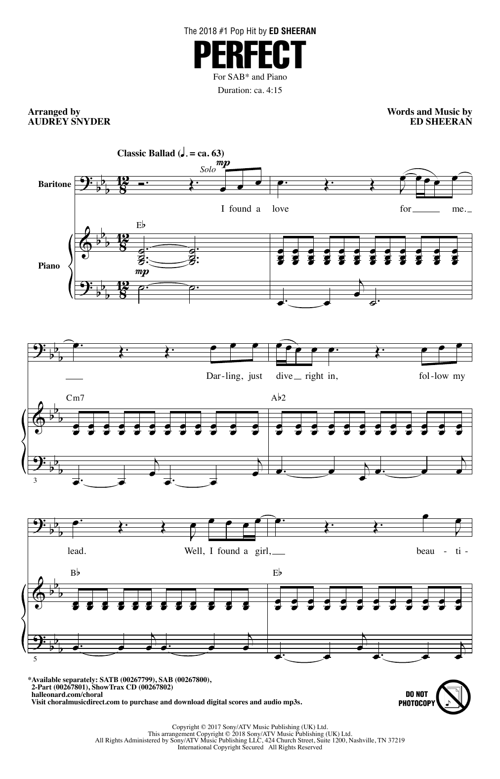 Audrey Snyder Perfect sheet music notes and chords arranged for 2-Part Choir