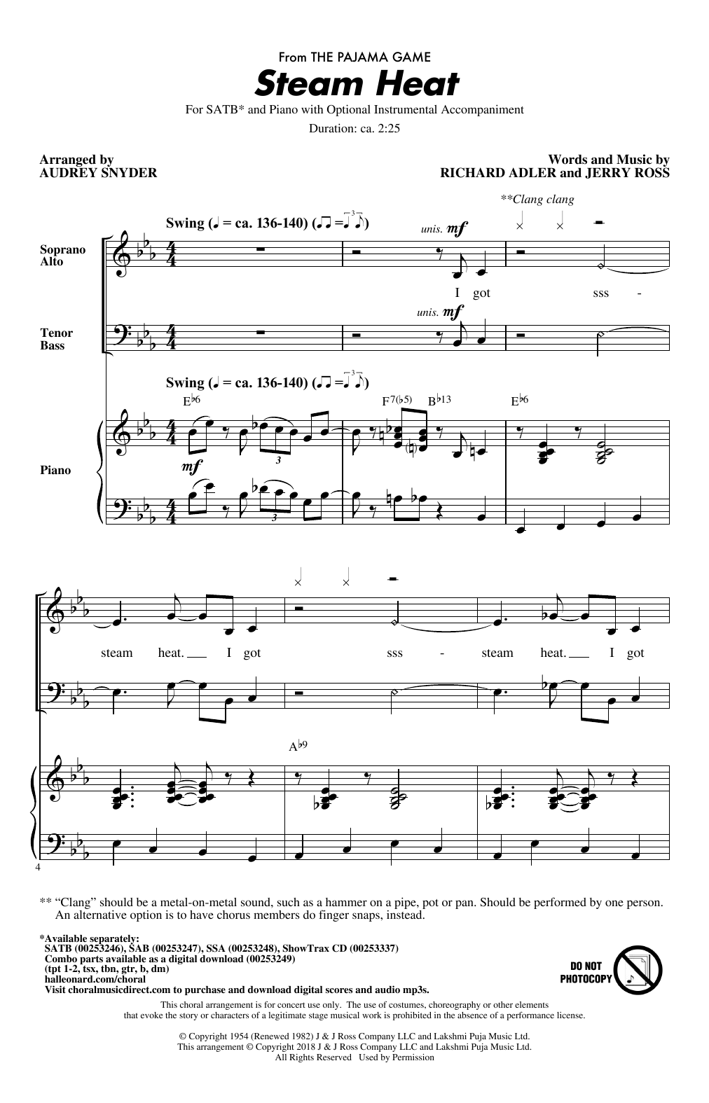 Audrey Snyder Steam Heat sheet music notes and chords arranged for SSA Choir