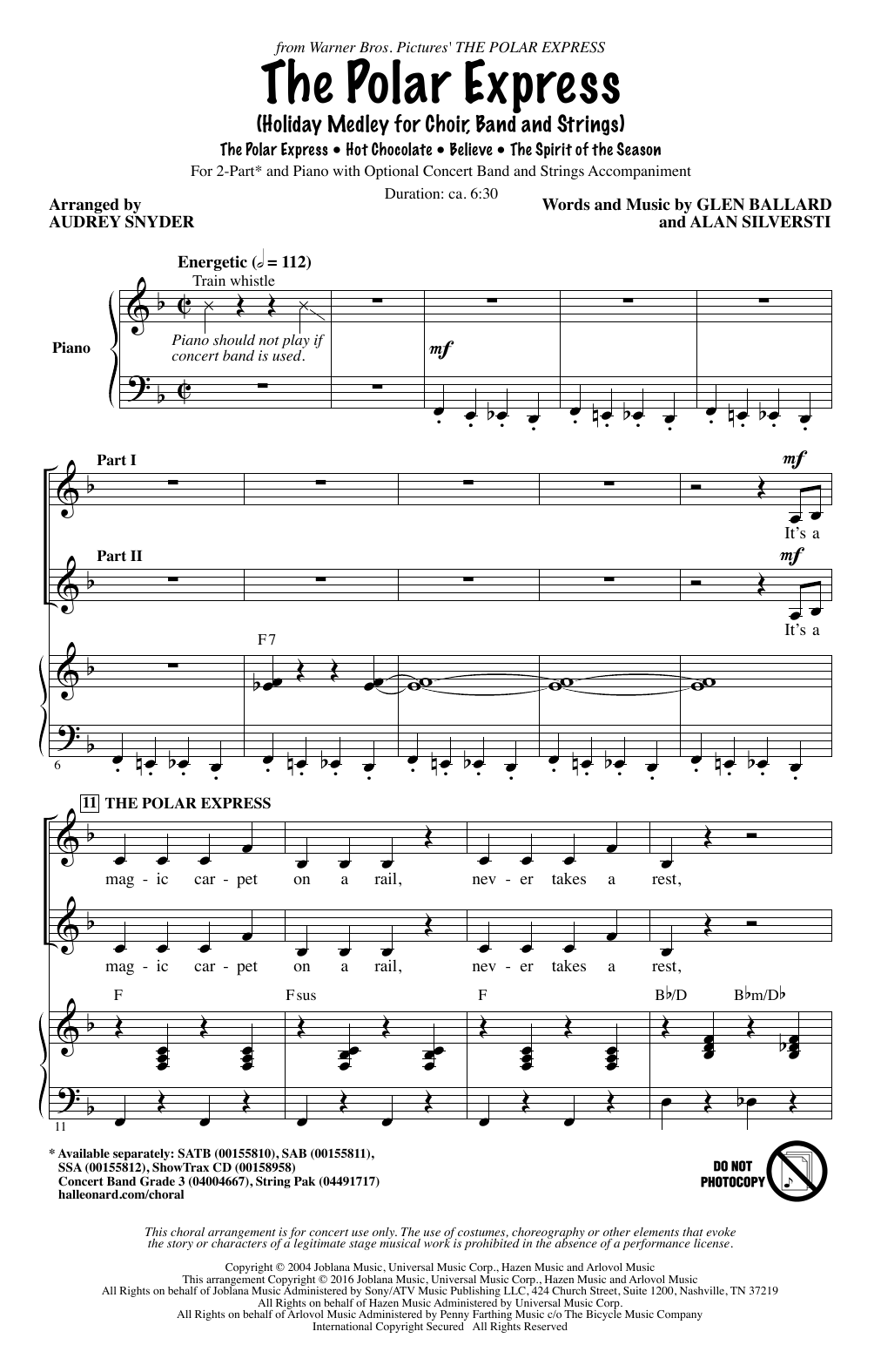 Audrey Snyder The Polar Express (Holiday Medley) (arr. Audrey Snyder) sheet music notes and chords arranged for 2-Part Choir