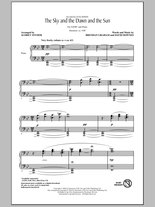 Audrey Snyder The Sky And The Dawn And The Sun sheet music notes and chords arranged for SAB Choir