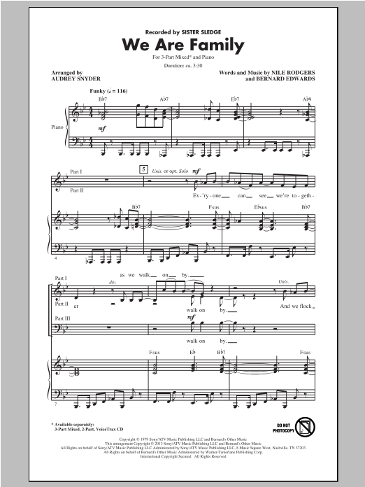 Audrey Snyder We Are Family sheet music notes and chords arranged for 2-Part Choir