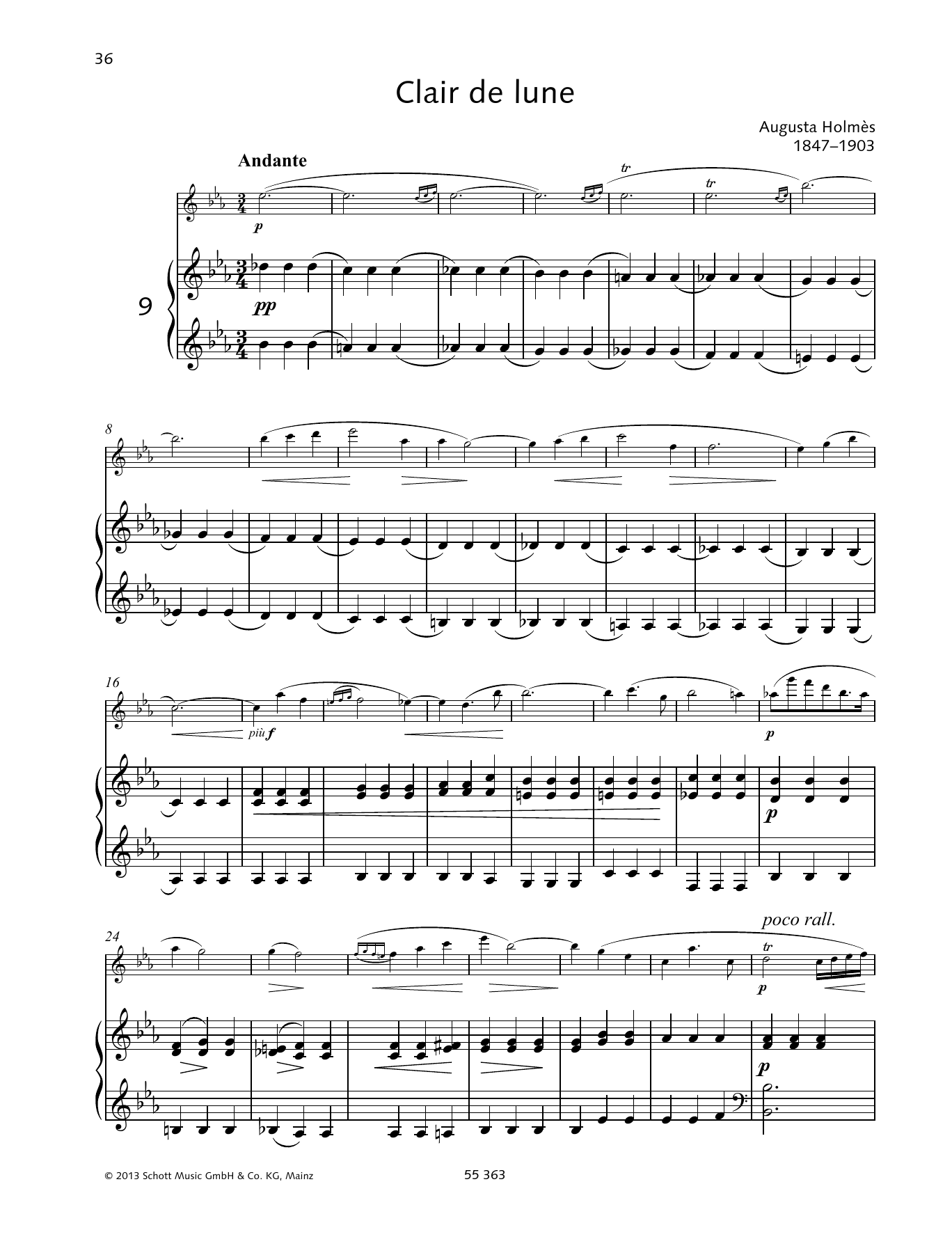 Augusta Holmès Clair de Lune sheet music notes and chords arranged for Woodwind Solo