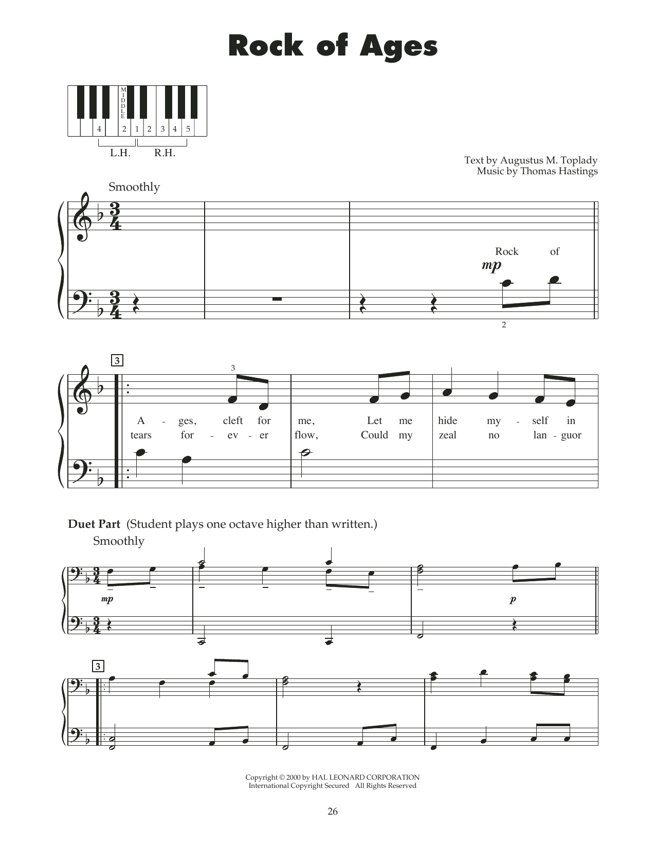 Augustus M. Toplady Rock Of Ages (arr. Carol Klose) sheet music notes and chords arranged for 5-Finger Piano