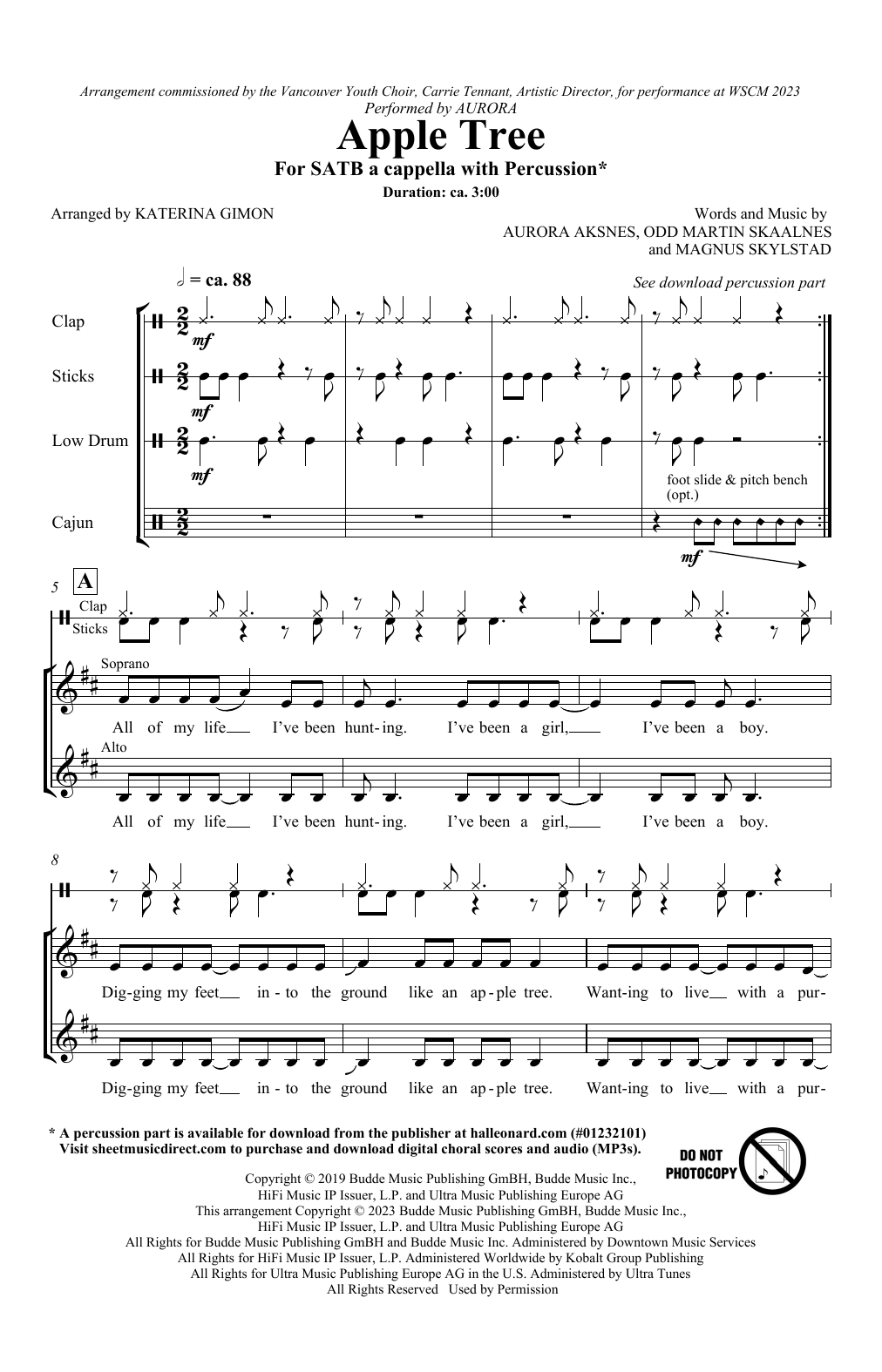 Aurora Apple Tree (arr. Katerina Gimon) sheet music notes and chords arranged for SSAA Choir