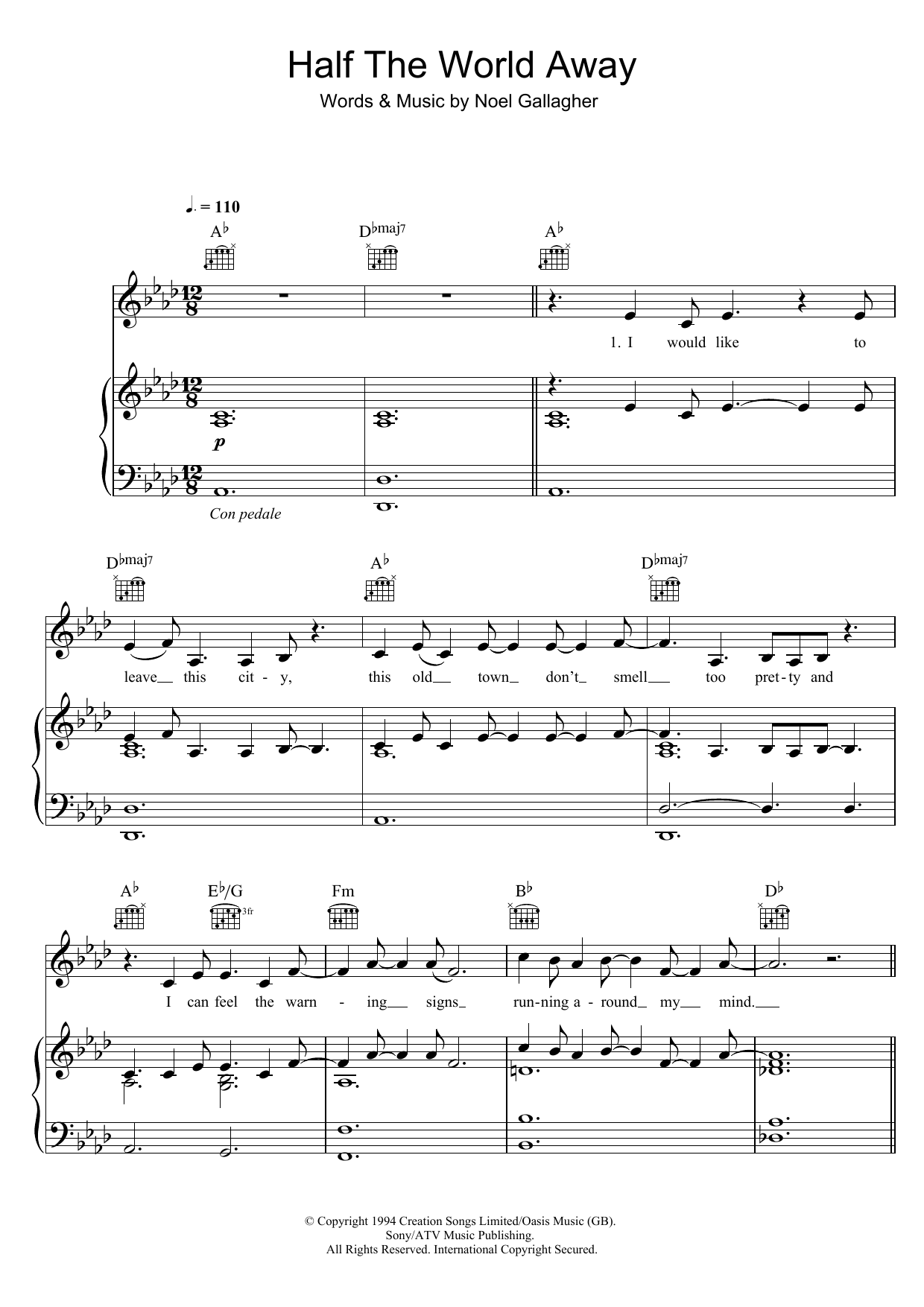 Aurora Half The World Away sheet music notes and chords arranged for Piano, Vocal & Guitar Chords (Right-Hand Melody)