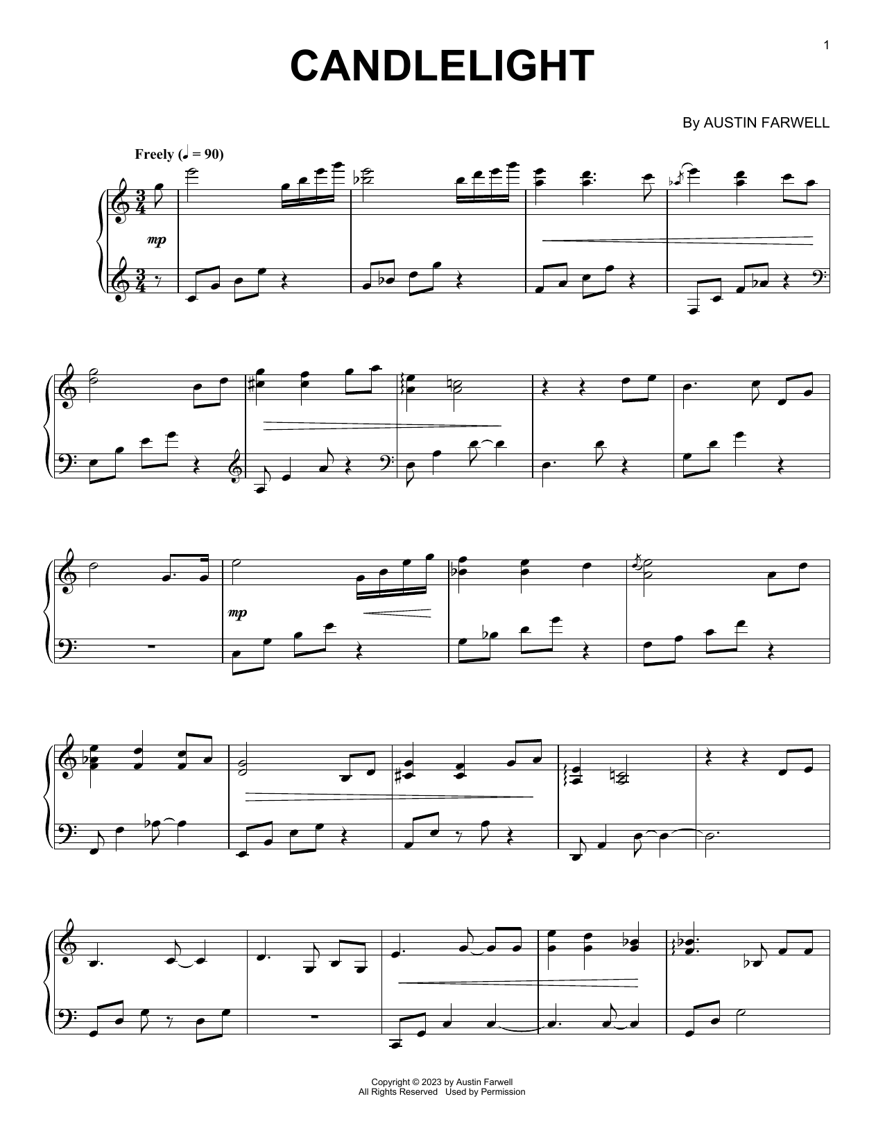 Austin Farwell Candlelight sheet music notes and chords arranged for Piano Solo