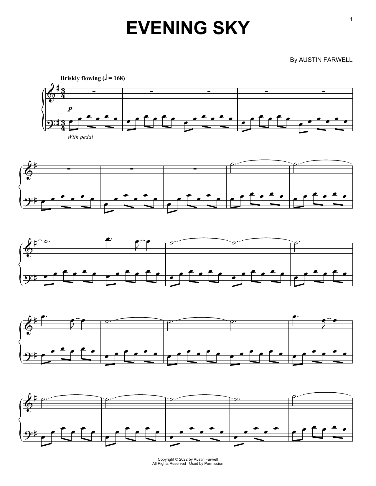 Austin Farwell Evening Sky sheet music notes and chords arranged for Piano Solo