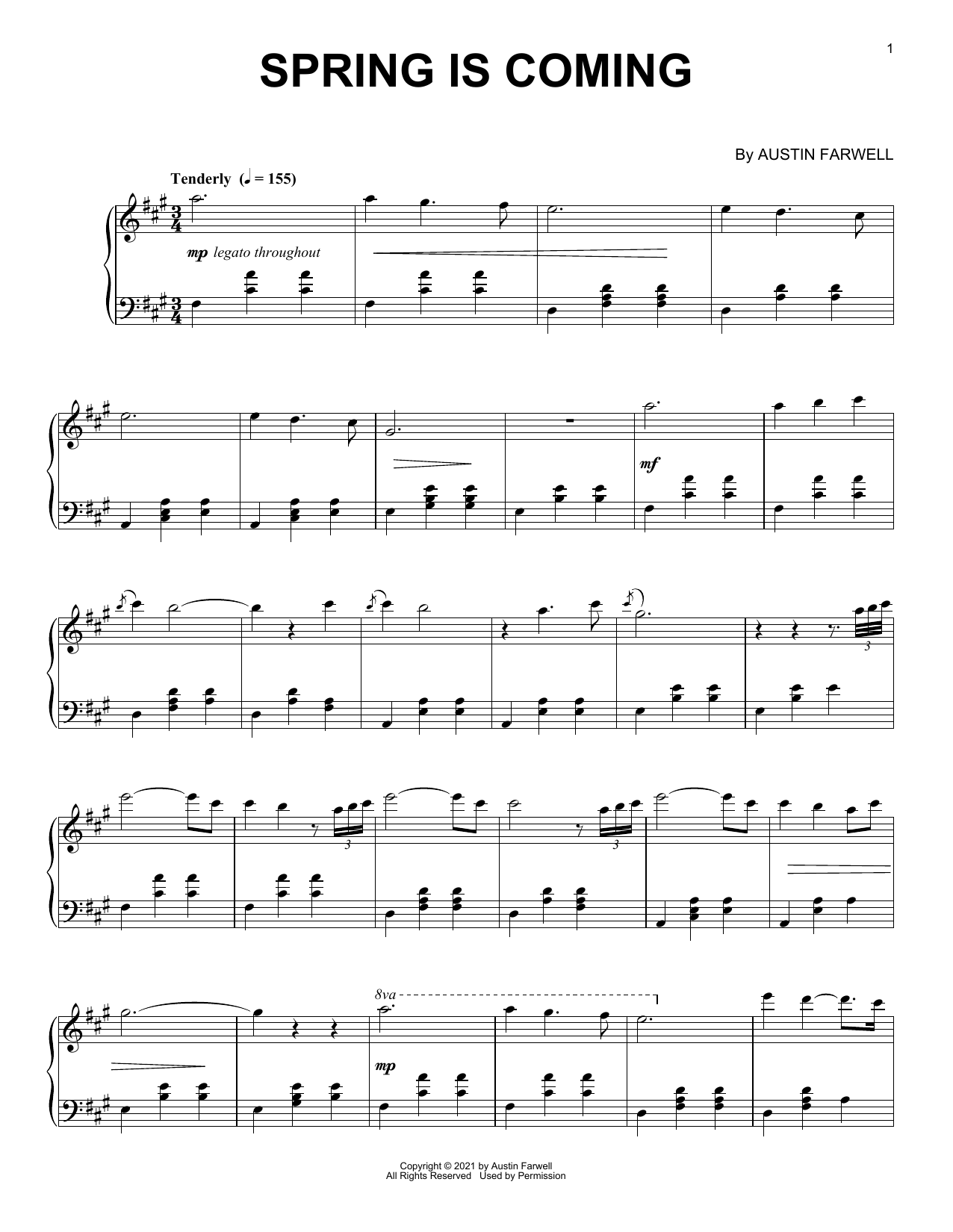 Austin Farwell Spring Is Coming sheet music notes and chords arranged for Piano Solo