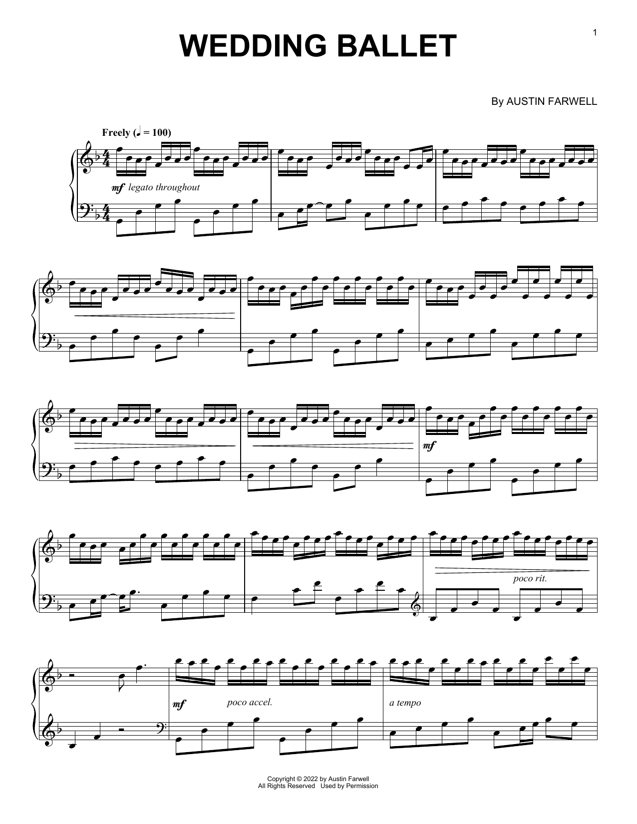 Austin Farwell Wedding Ballet sheet music notes and chords arranged for Piano Solo